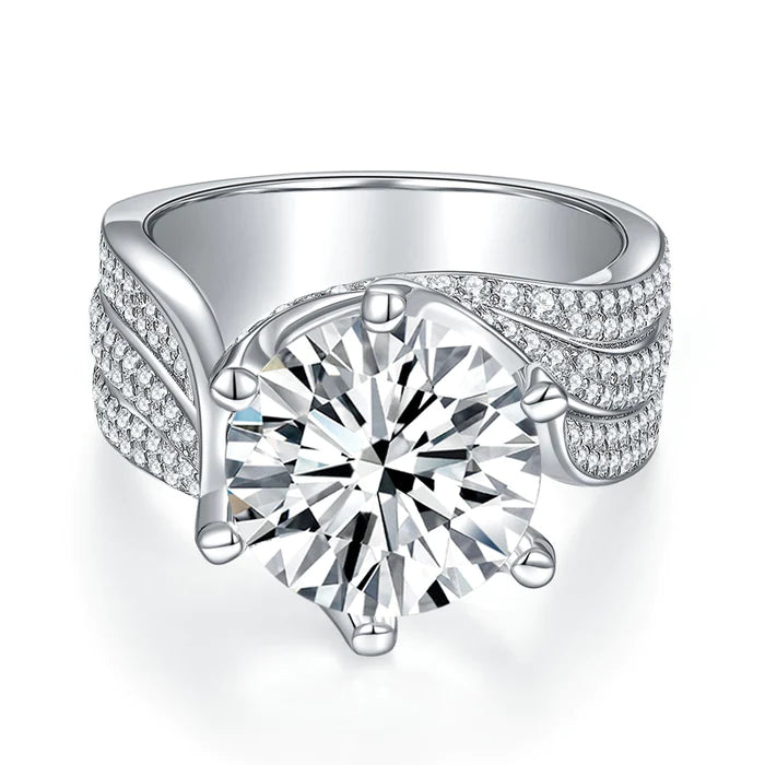【02LIVE # link 37- BUY 1 GET 1 free ring 】R3-0011 S925 Silver Moissanite Diamond Ring Wedding 5ct Ring Deep Sea Coral