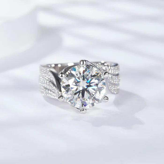 【02LIVE # link 37- BUY 1 GET 1 free ring 】R3-0011 S925 Silver Moissanite Diamond Ring Wedding 5ct Ring Deep Sea Coral