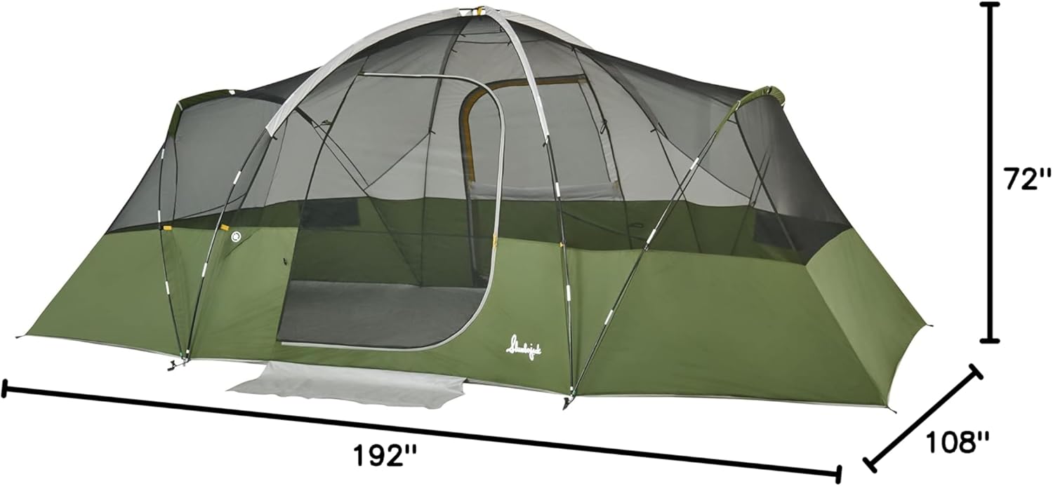 Slumberjack 8 Person Hybrid Dome Family Camping Tent with 2 Rooms