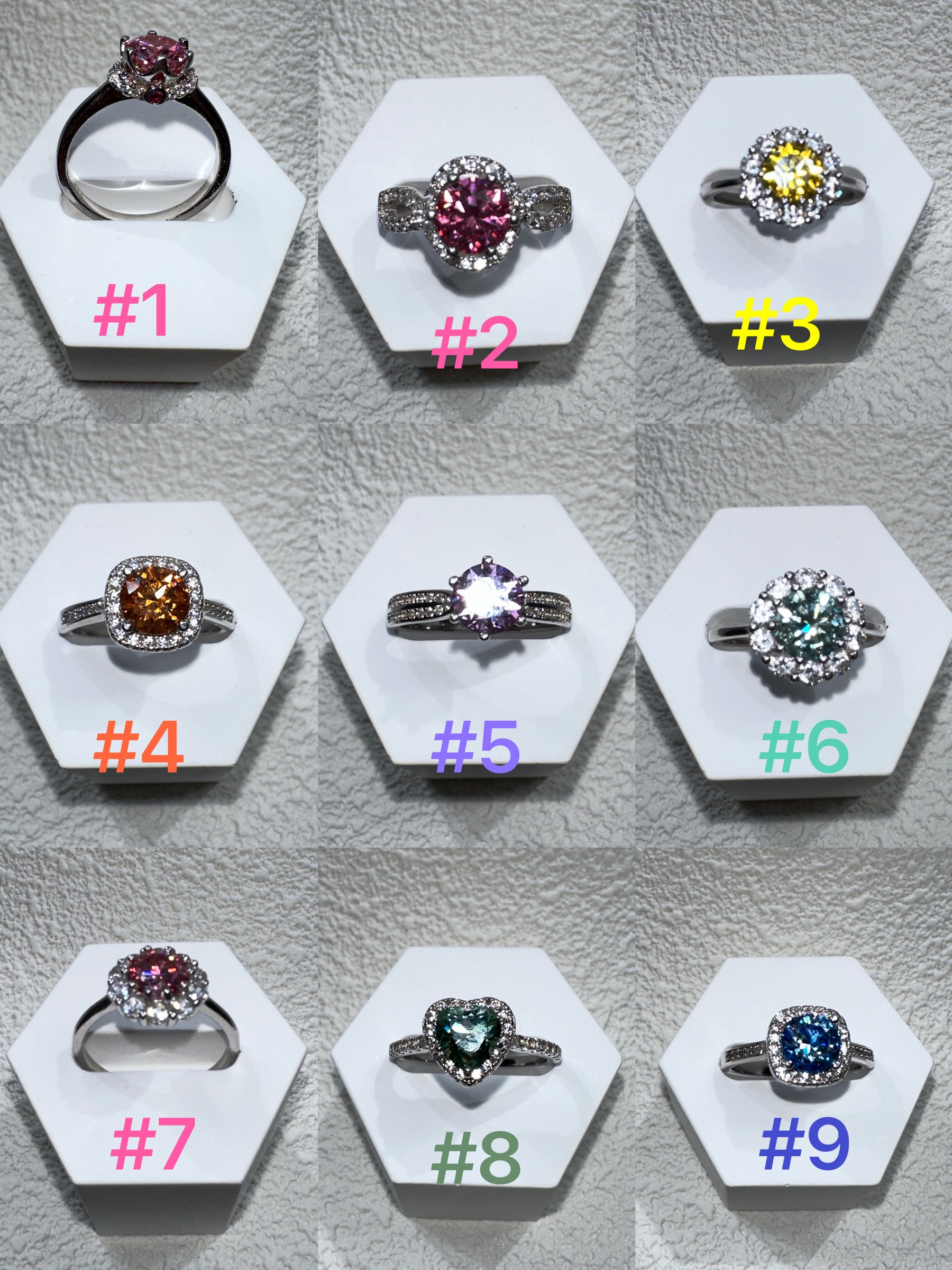 【02LIVE # link 59 - BUY 1 GET 1 free ring】S925 Silver Moissanite  Rings