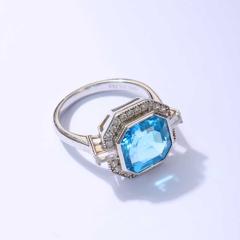 Women's S925 silver color cubic zirconia stone ring