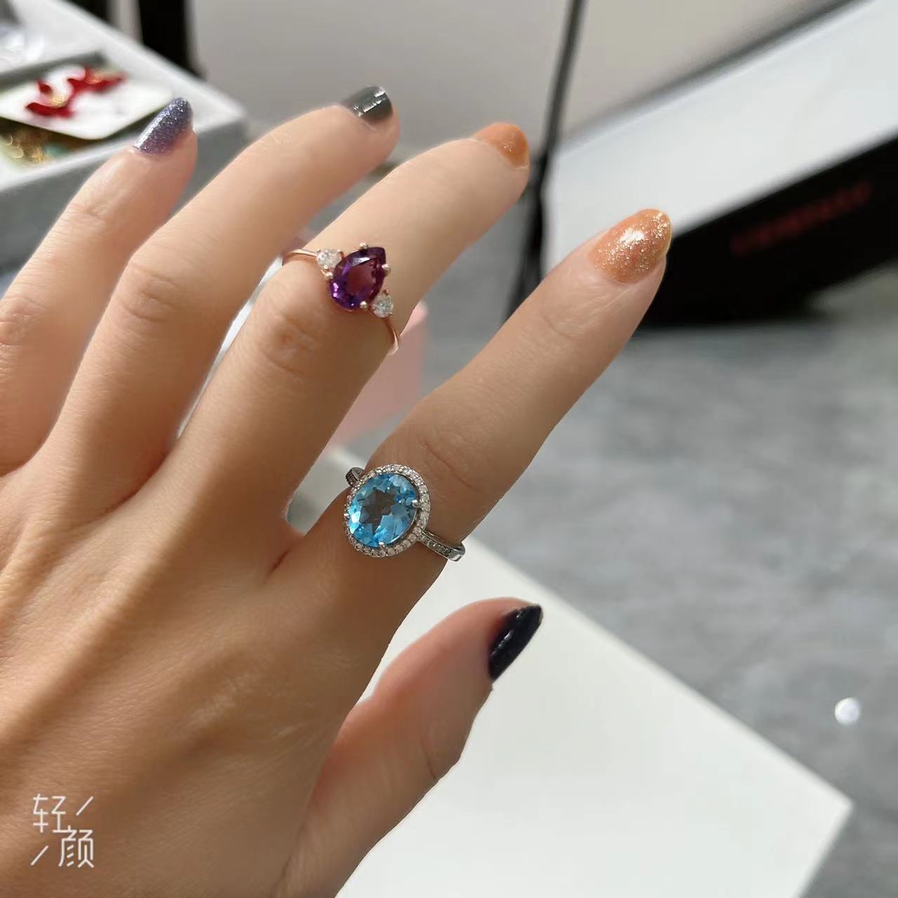 Women's S925 silver color cubic zirconia stone ring