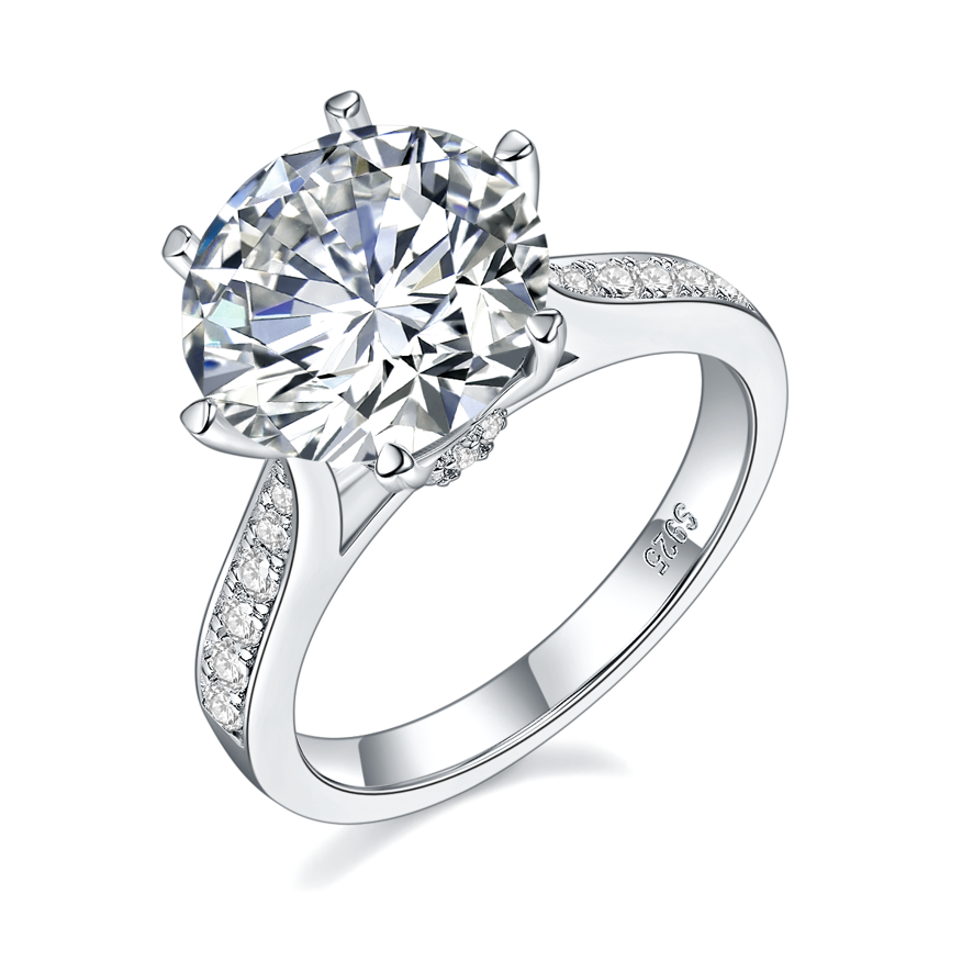 【02LIVE # link 10 - BUY 1 GET 1 free ring】 S925 Silver Moissanite Diamond A change of fortune Rings 1/5Carat RM1041