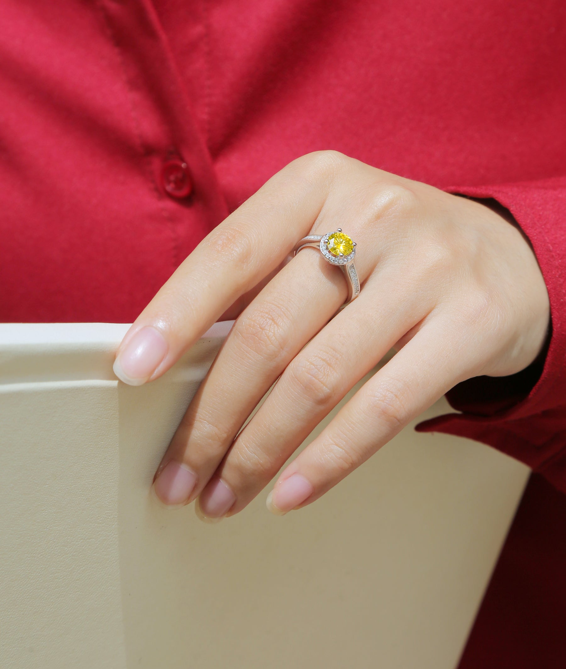 【02LIVE # link 58- BUY 1 GET 1 free ring】Adjustable Moissanite Lumby Rings R4494-6.5 Yellow Diamond