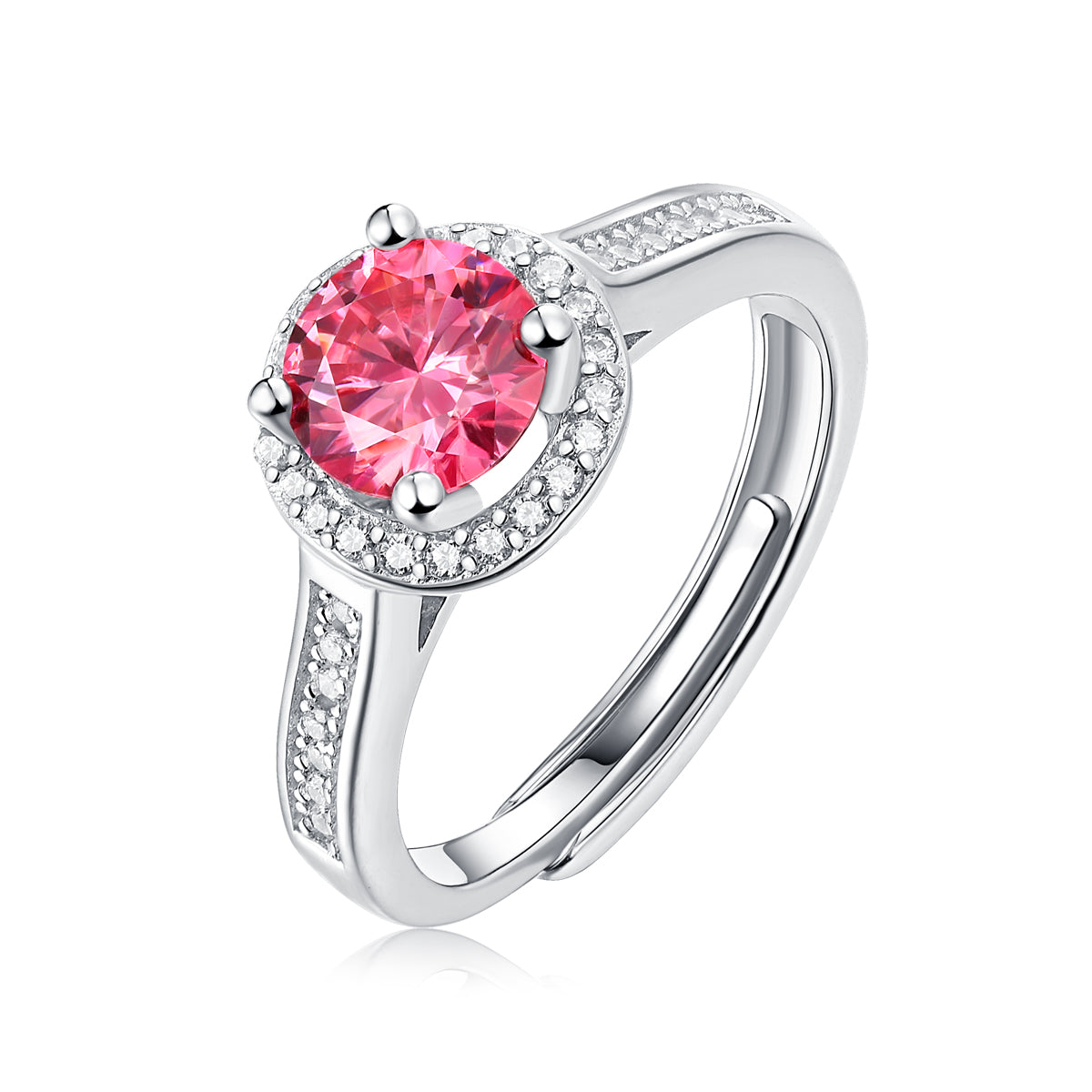 【02LIVE # link 57- BUY 1 GET 1 free ring】Rose Quartz Pendant Necklace LC001Adjustable Moissanite Luxury round bag pink drill Ring R4494-6.5 Pink Drill