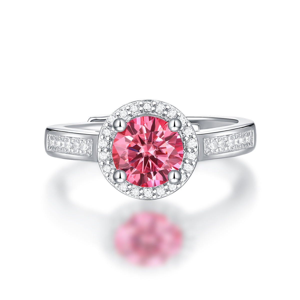 【02LIVE # link 57- BUY 1 GET 1 free ring】Rose Quartz Pendant Necklace LC001Adjustable Moissanite Luxury round bag pink drill Ring R4494-6.5 Pink Drill