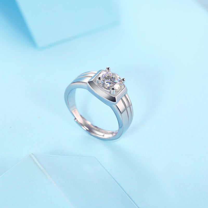 Adjustable Moissanite Simple men's ring R9131-6.5(BUY 1 GET 1 Present )