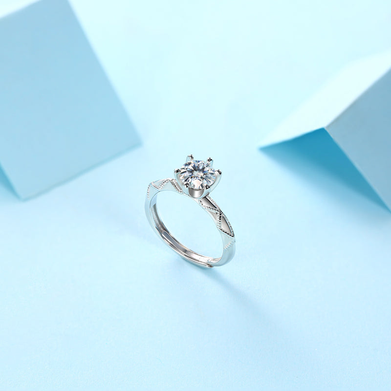 Adjustable Moissanite Vow of Love Rings R9251-6.5