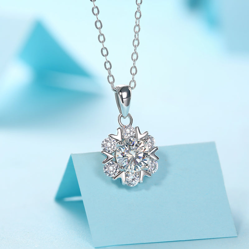 Adjustable Moissanite Romantic Snowflake necklace P10470-6.5