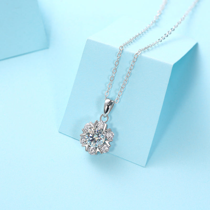 Adjustable Moissanite Romantic Snowflake necklace P10470-6.5