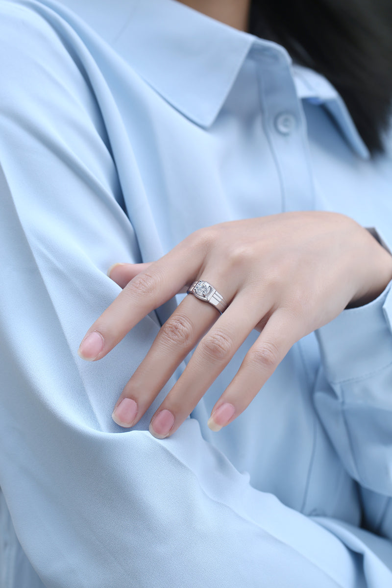 Adjustable Moissanite Simple men's ring R9131-6.5(BUY 1 GET 1 Present )