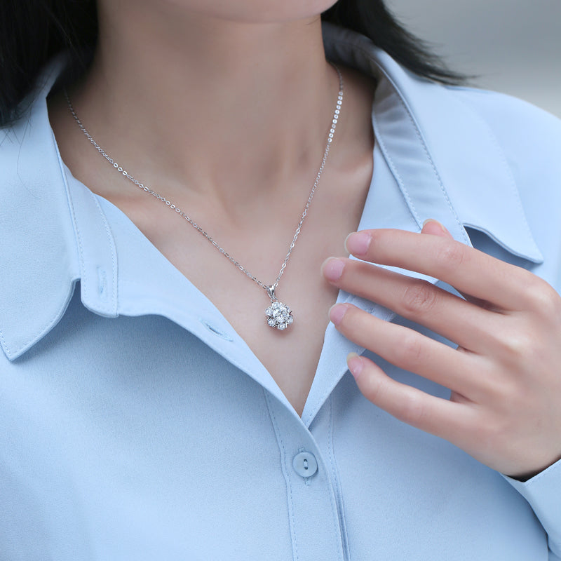 Adjustable Moissanite Romantic Snowflake necklace P10470-6.5