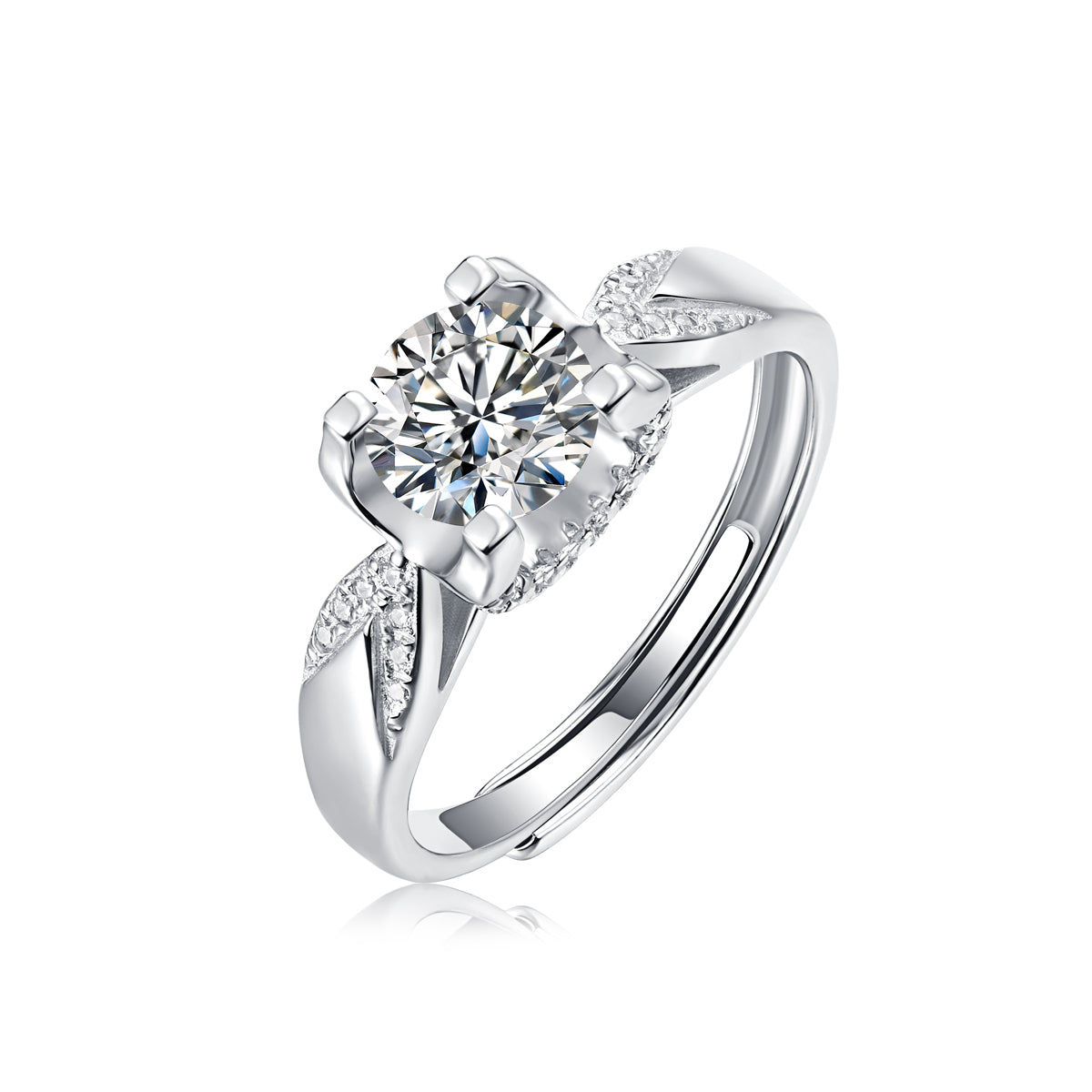 Adjustable Moissanite dovetail cow head Rings R11564-6.5(BUY 1 GET 1 Present )