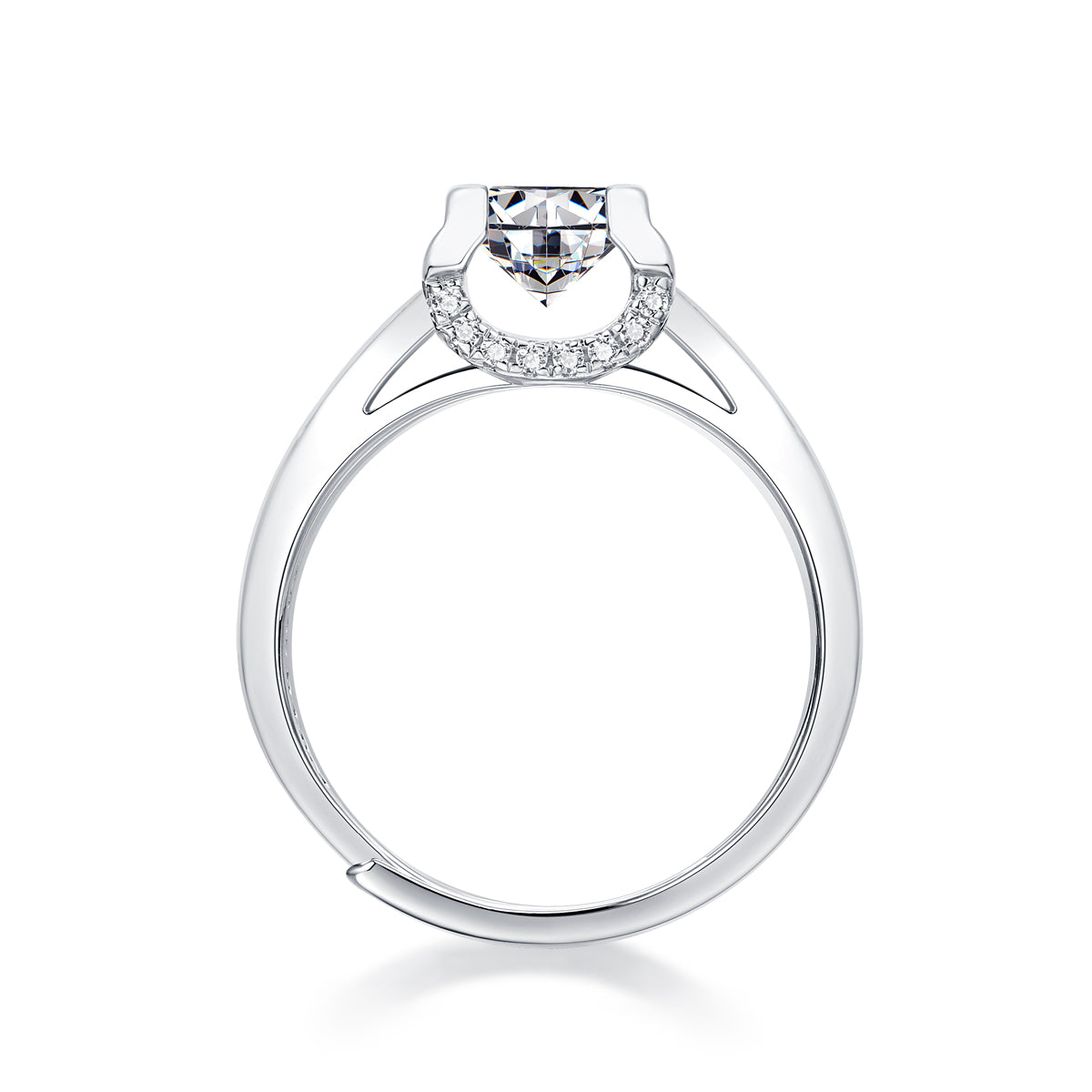 Adjustable Moissanite dovetail cow head Rings R11564-6.5(BUY 1 GET 1 Present )