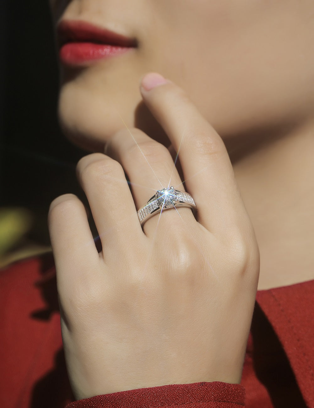 Adjustable Moissanite Star-Moon Story Rings R10779-6.5
