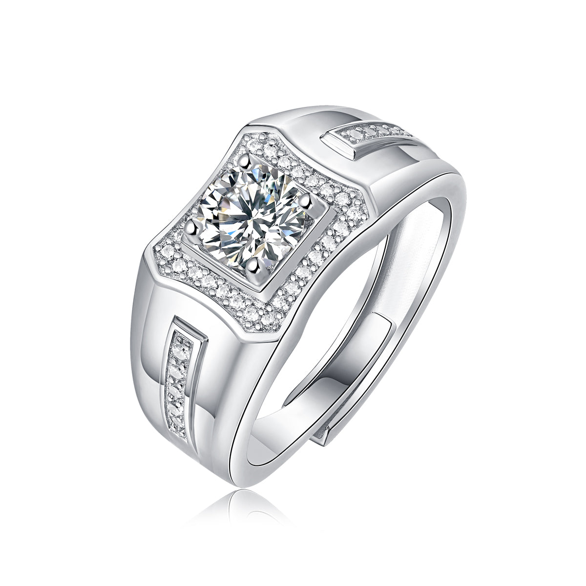 Adjustable Moissanite Gentleman Rings R11555-6.5(BUY 1 GET 1 Present )