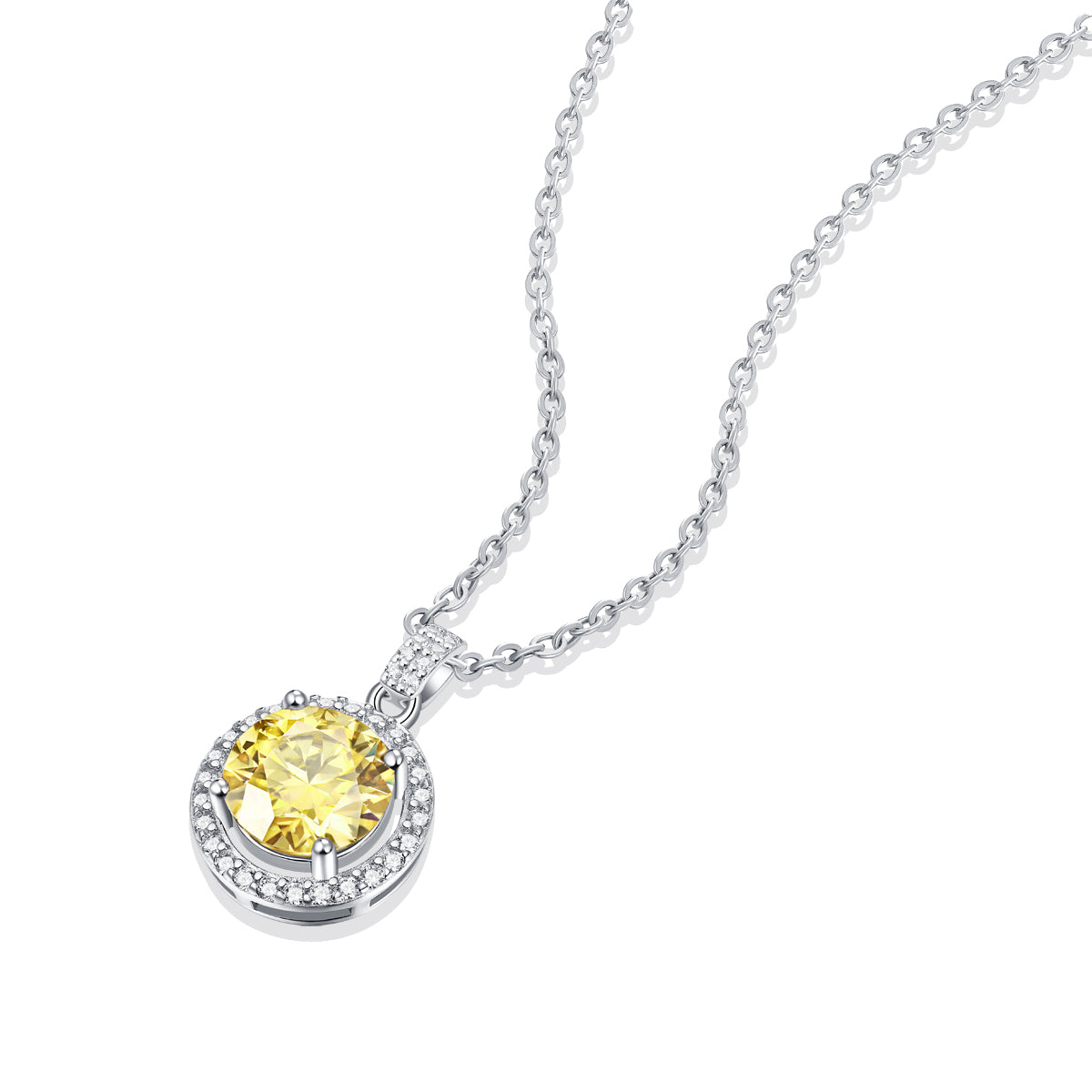 Adjustable Moissanite luxury inlaid round cake necklace pink diamond Neckties P9373-6.5 Pink drill