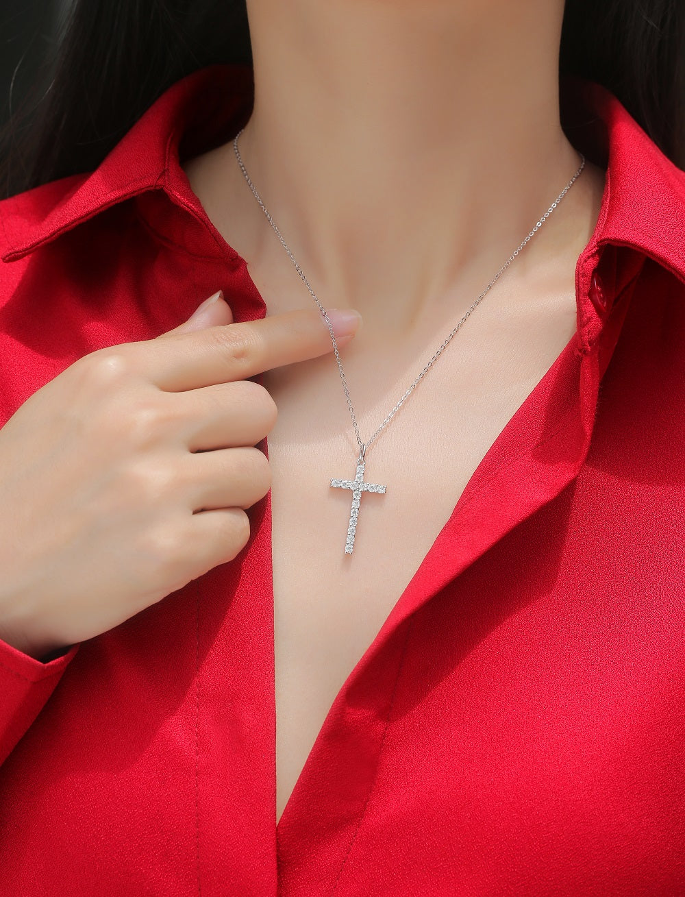 Adjustable Moissanite Faith Necklaces P11546