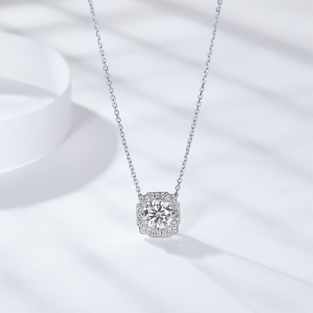 【02LIVE # link 54- BUY 1 GET 1 free ring】PM5005 Silver Moissanite Diamond Hairui Pendant Necklaces