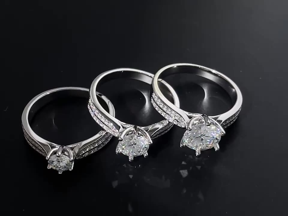 Sterling Silver Moissanite Six-claw Ring Wedding Ring