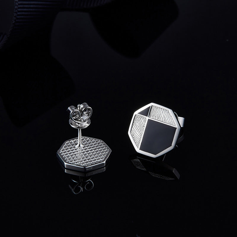 Silvery Octagon Mosaic Studs