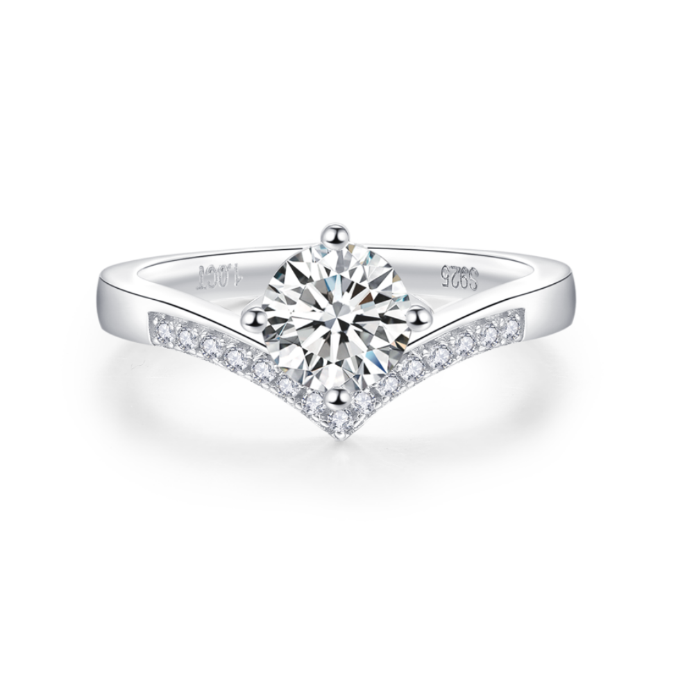 【02LIVE # link 45 - BUY 1 GET 1 free ring】 】RM1022 Silver Moissanite Diamond Princess Crown Rings 1/2Carat
