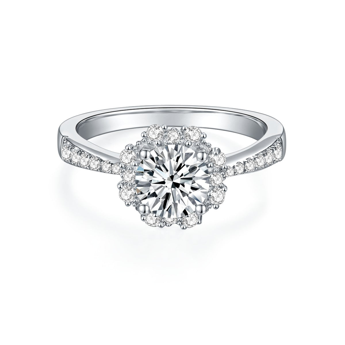 【02LIVE # link 60 - BUY 1 GET 1 free ring】RM1043 Silver Moissanite Diamond Starry Eyed Rings 1/2Carat(BUY 1 GET 1 Present )