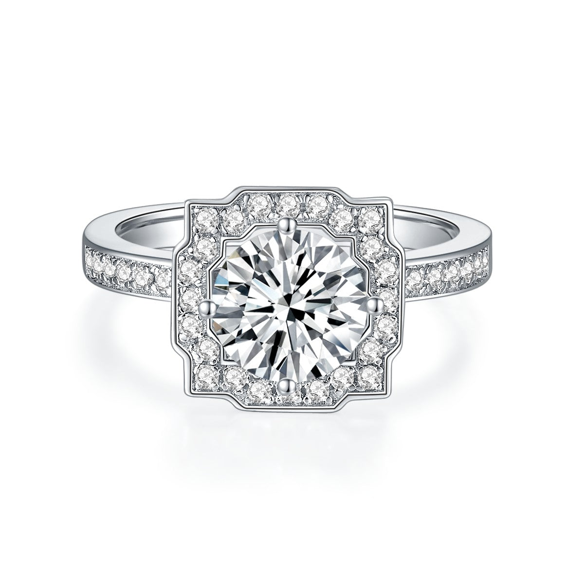 【02LIVE # link 7 - BUY 1 GET 1 free ring】RM1032 S925 Silver Moissanite Diamond Rings 1Carat