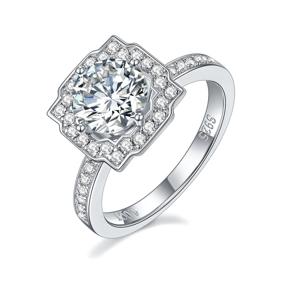 【02LIVE # link 7 - BUY 1 GET 1 free ring】RM1032 S925 Silver Moissanite Diamond Rings 1Carat