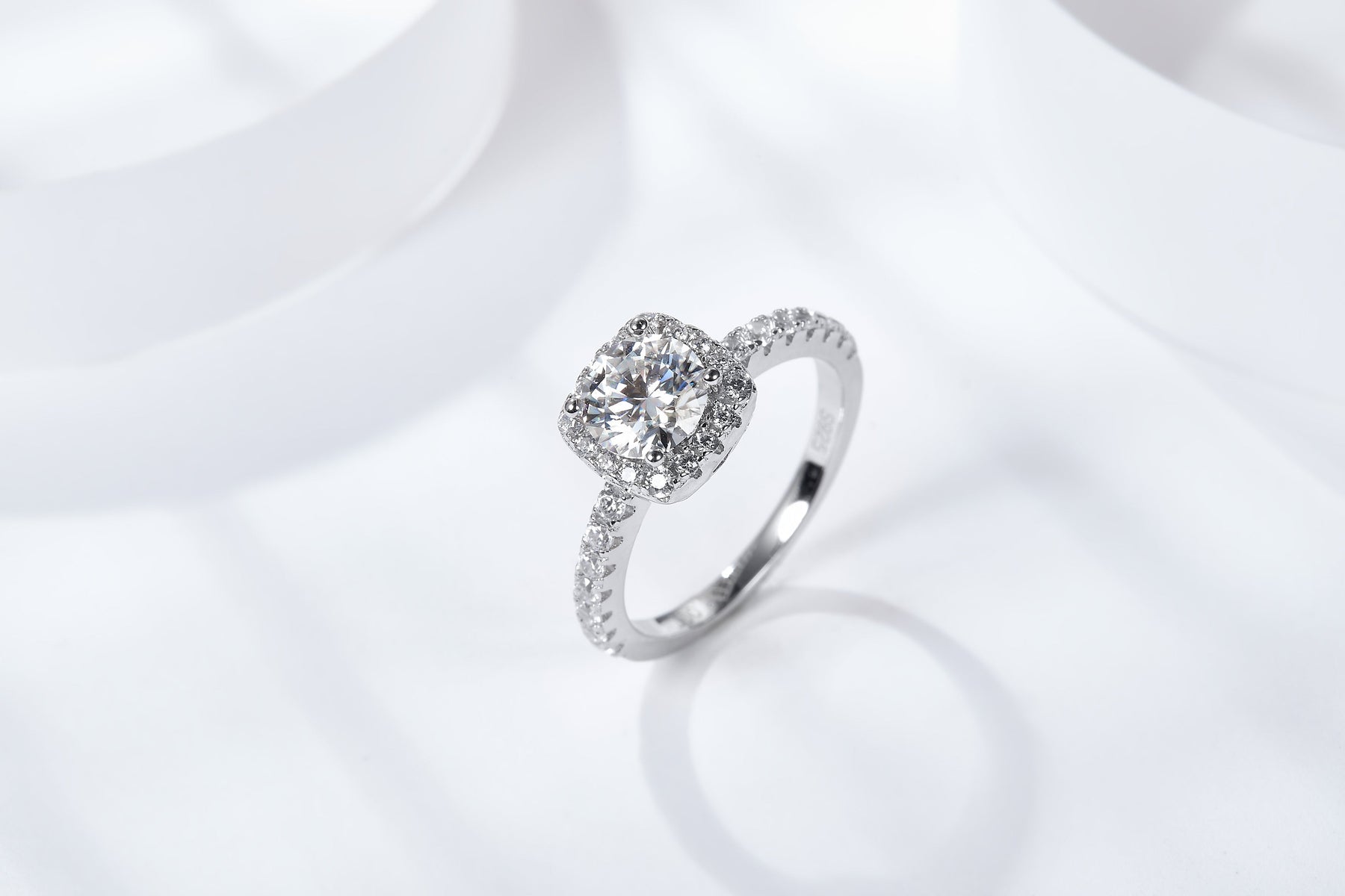 Rectangle S925 Silver Moissanite Diamond Ring