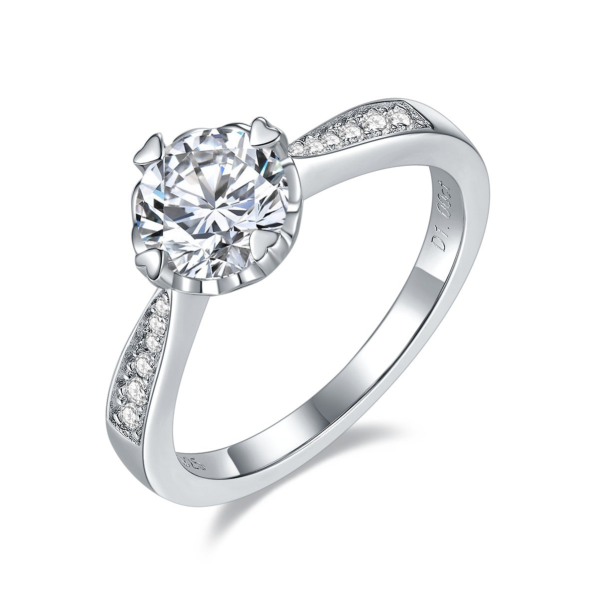 RM1021 Silver Moissanite Diamond Heart-to-heart Rings 1 Carat(BUY 1 GET 1 Present )