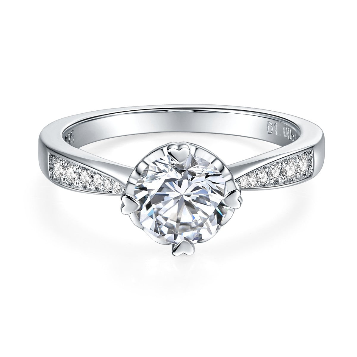 RM1021 Silver Moissanite Diamond Heart-to-heart Rings 1 Carat(BUY 1 GET 1 Present )