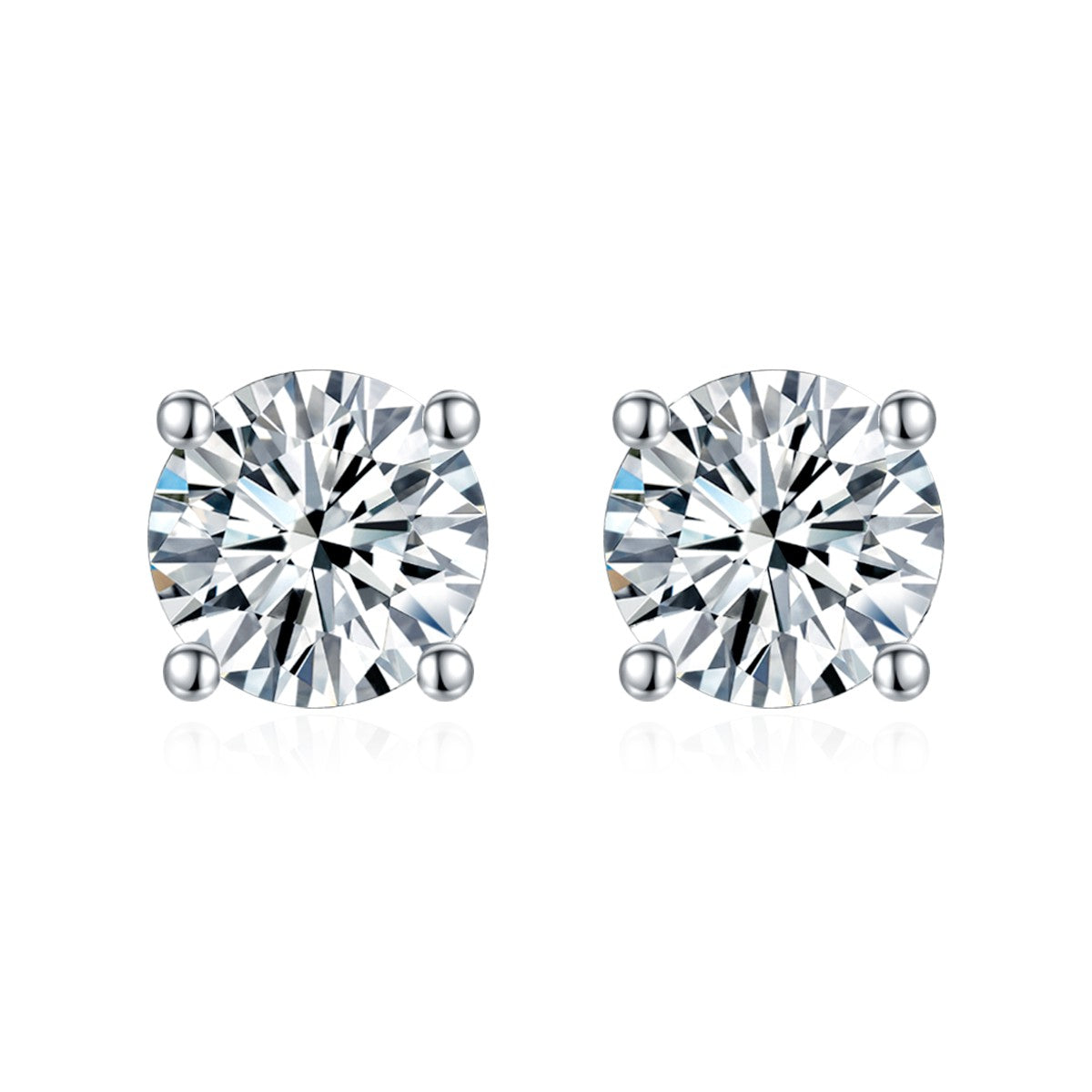 【02LIVE # link 34 - BUY 1 GET 1 free ring】S925 Silver Moissanite Diamond Four claw ear stud Earrings EM4020