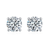 【02LIVE # link 34 - BUY 1 GET 1 free ring】S925 Silver Moissanite Diamond Four claw ear stud Earrings EM4020