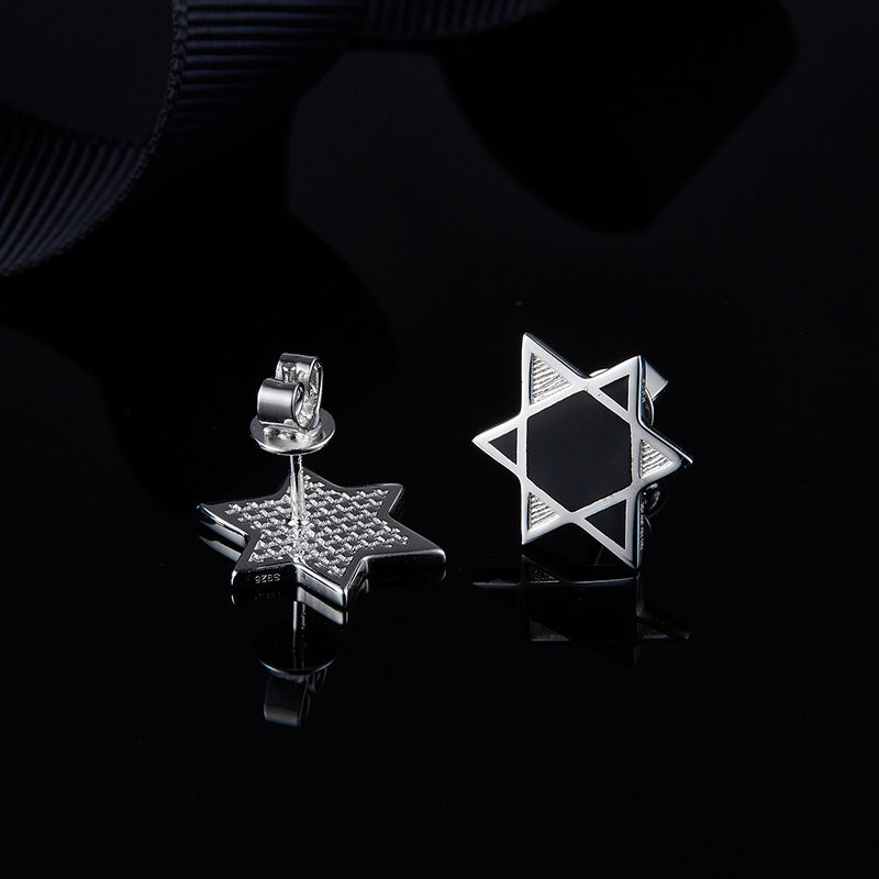 Silvery Hexa Star Studs
