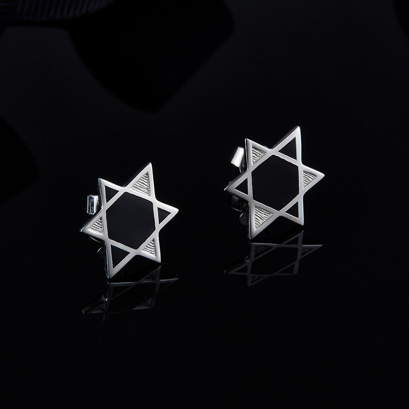 Silvery Hexa Star Studs