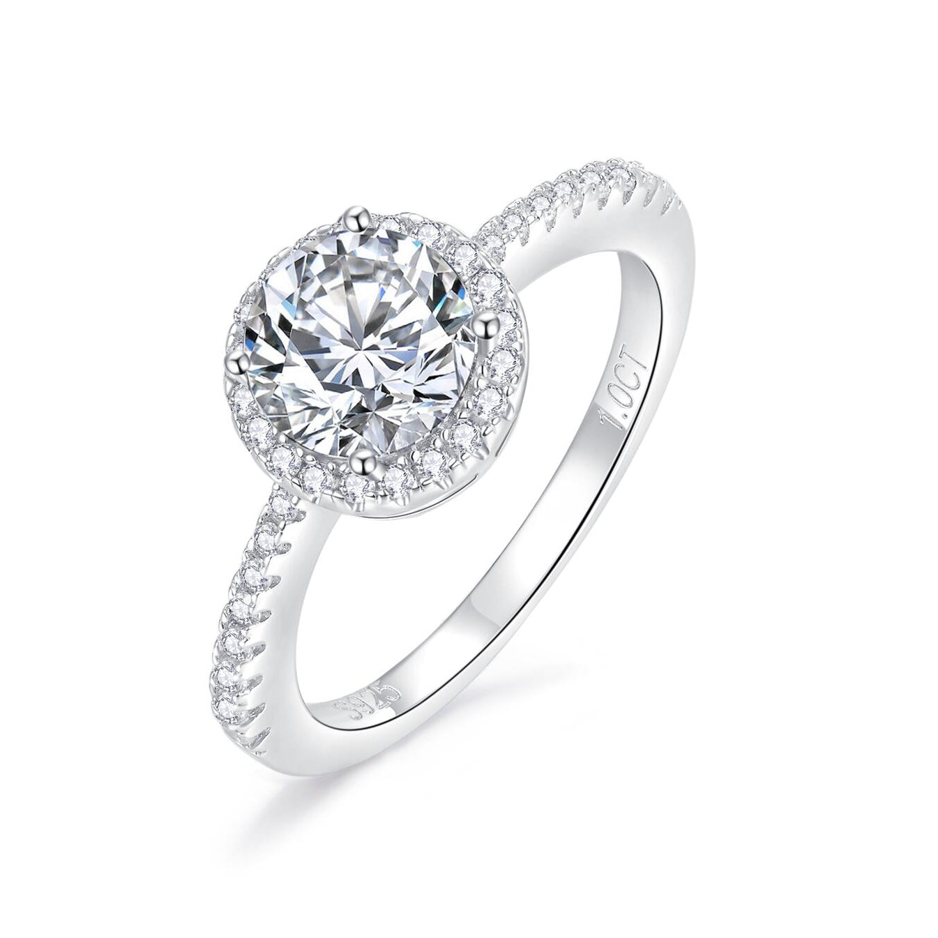 【02LIVE # link 5 - BUY 1 GET 1 free ring】 S925 Silver Moissanite Diamond Round Bun Rings 1/2/3 CT RM1006