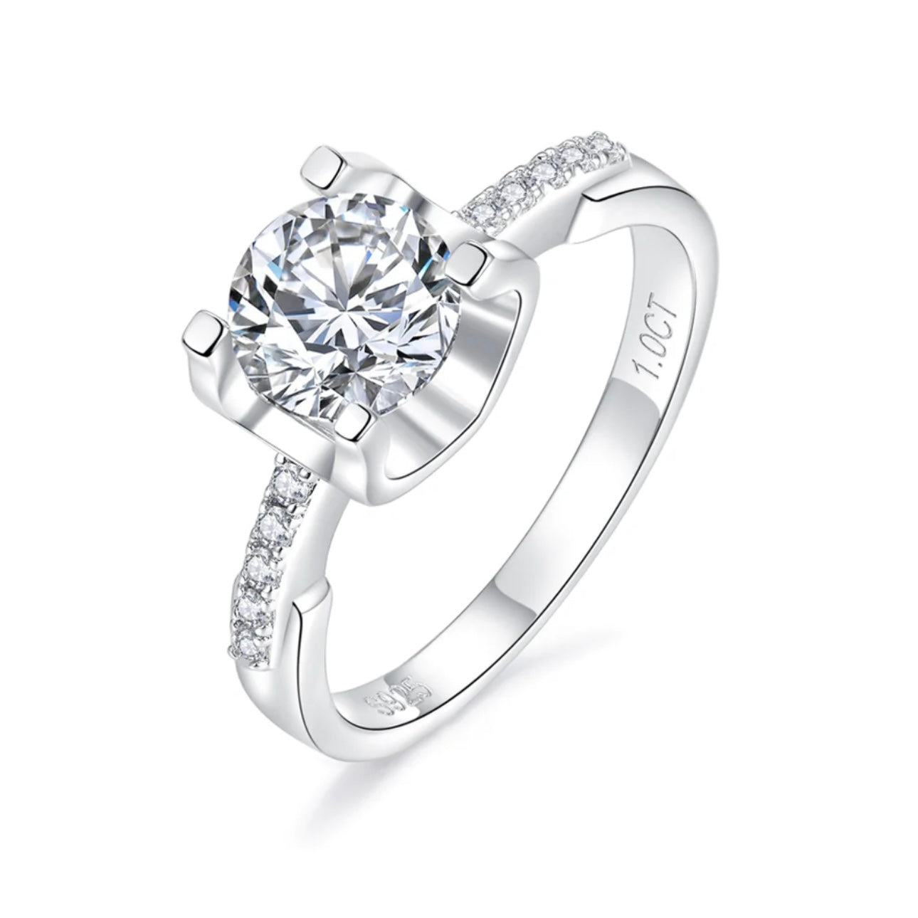 Free Shipping 2 ct Mossinate 925 Silver Ring Buy 1 Get 6 Jewels