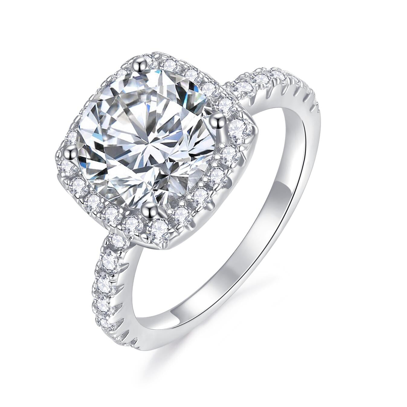 【02LIVE # link42 - BUY 1 GET 1 free ring】S925 Silver Moissanite Diamond Square bag Rings 1/2/3 Carat RM1007