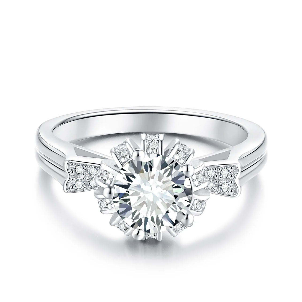 【King】 Free Shipping 3 ct Mossinate 925 Silver Ring Buy One Get 1 Free Ring