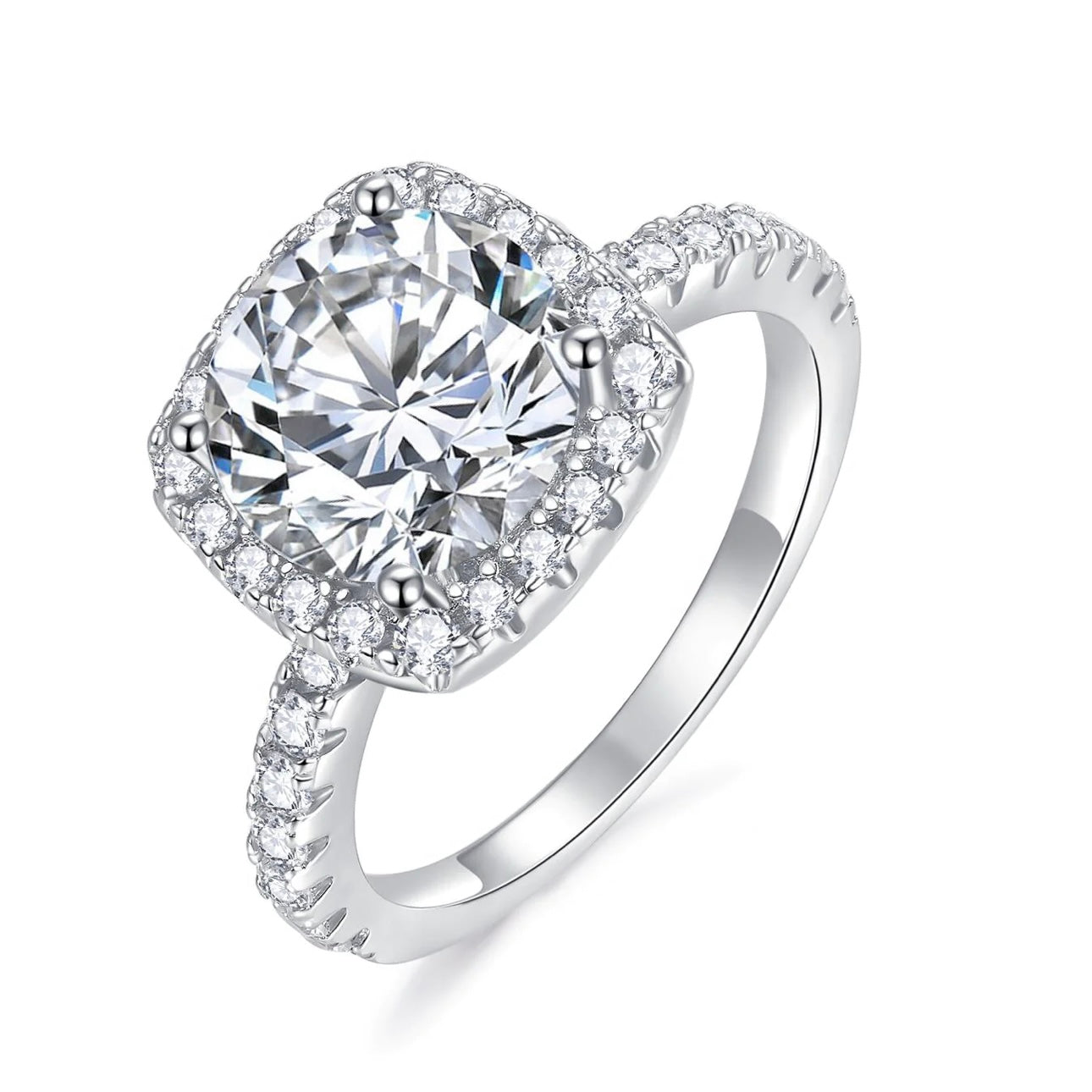 【King】 Free Shipping 3 ct Mossinate 925 Silver Ring Buy One Get 1 Free Ring