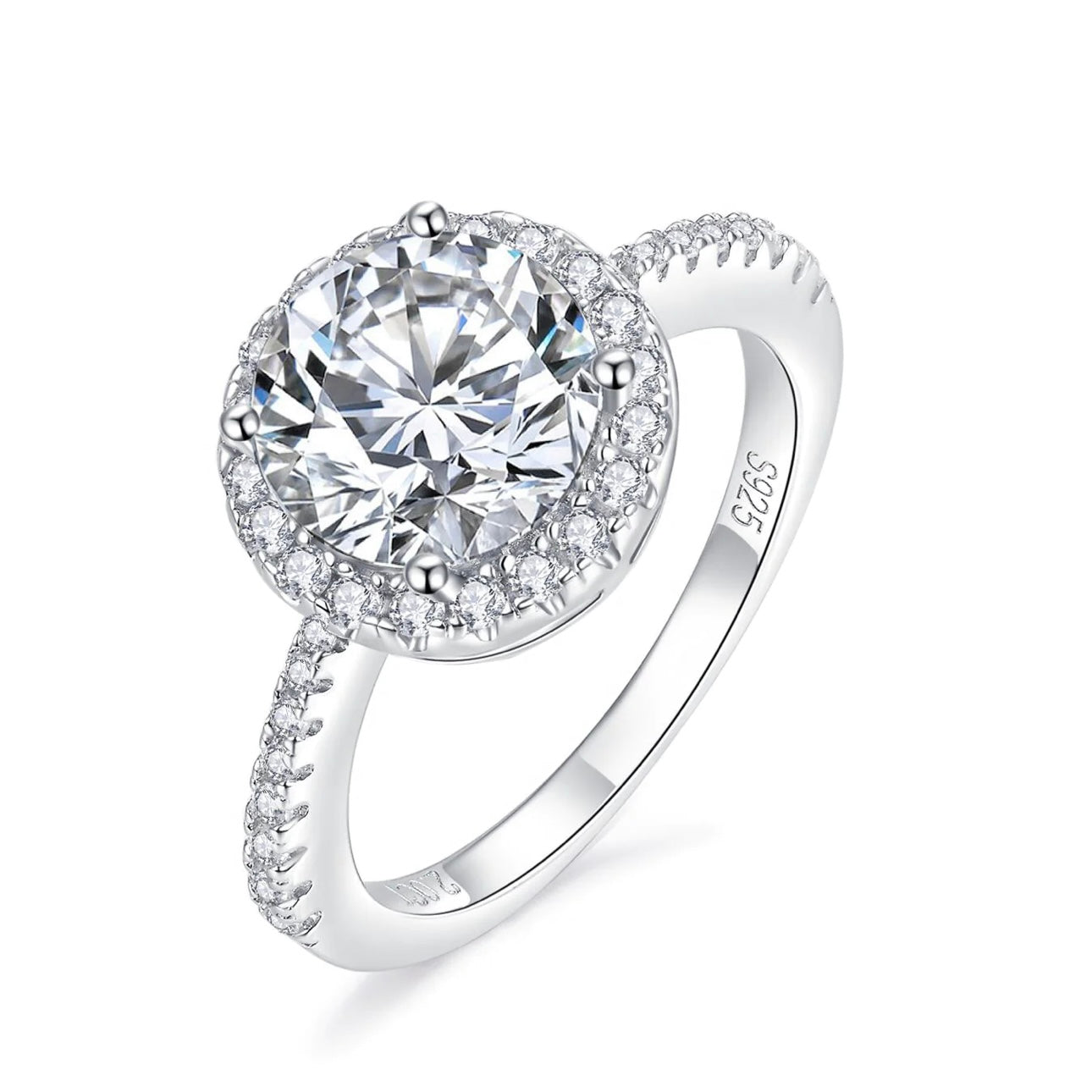 【King】 Free Shipping 3 ct Mossinate 925 Silver Ring Buy One Get 1 Free Ring