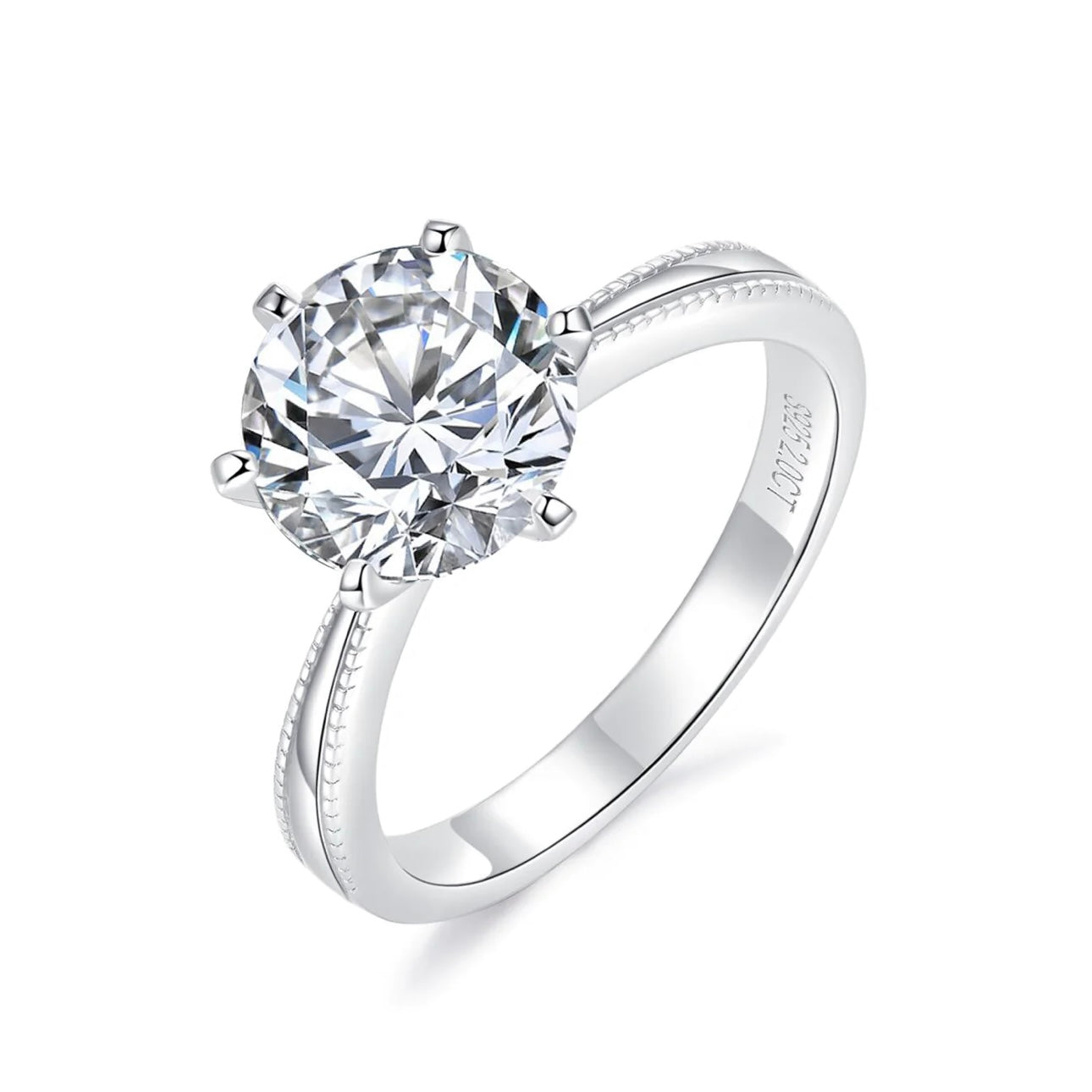 【King】 Free Shipping 3 ct Mossinate 925 Silver Ring Buy One Get 1 Free Ring