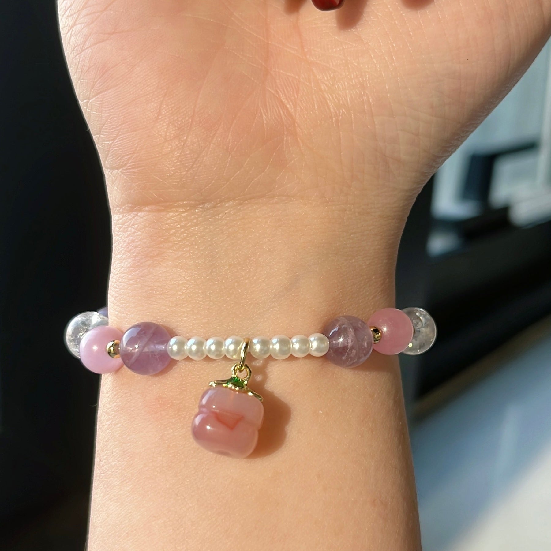 Lavender Rose Crystal Bracelet