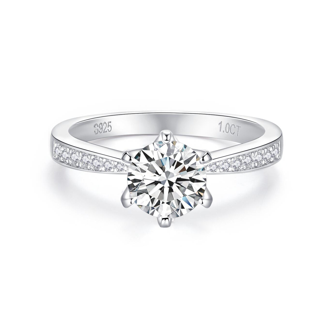 RM1005 Silver Moissanite Diamond Smart Six Claws Rings 1/2/3 Carat