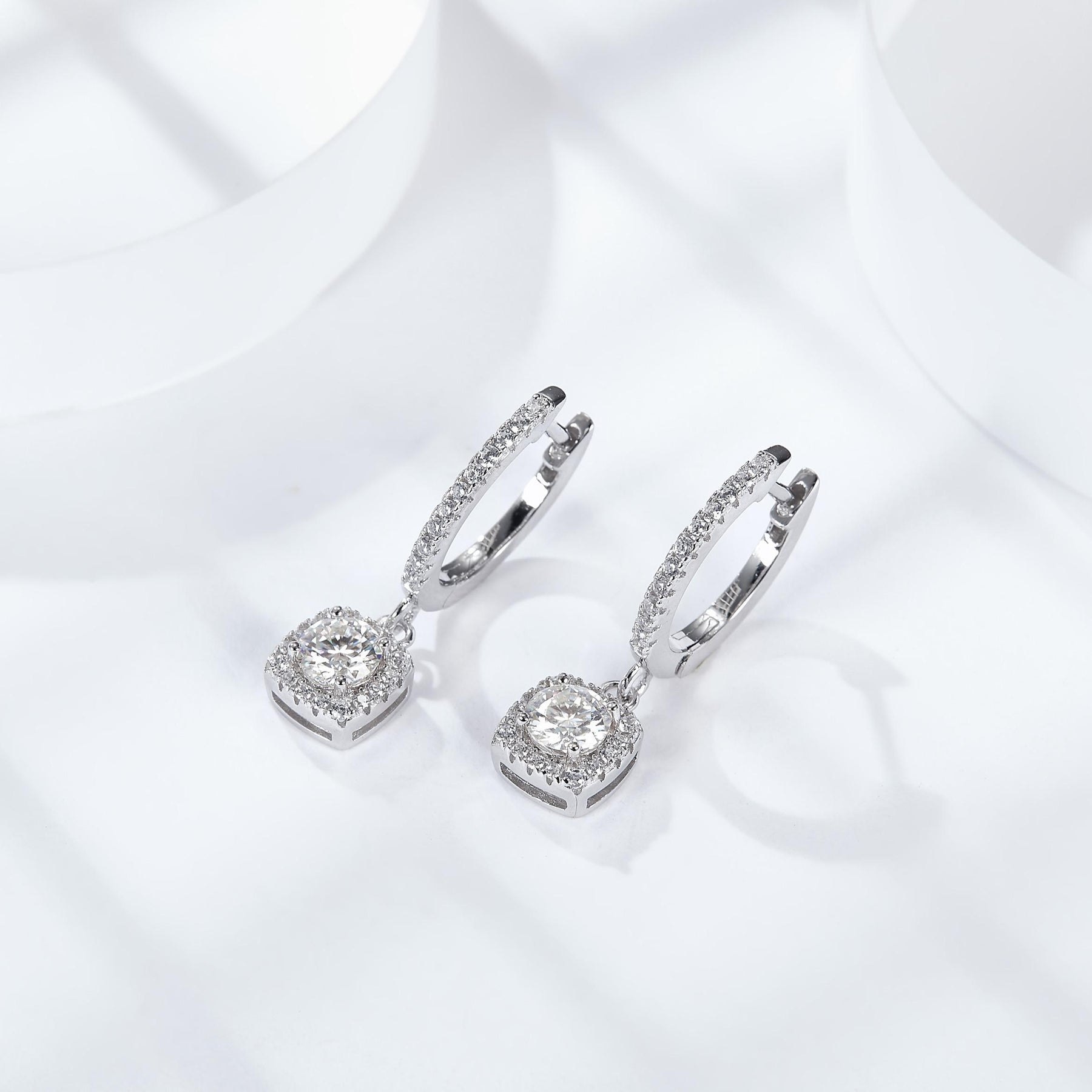 SH S925 Silver Moissanite Diamond Drop Earrings