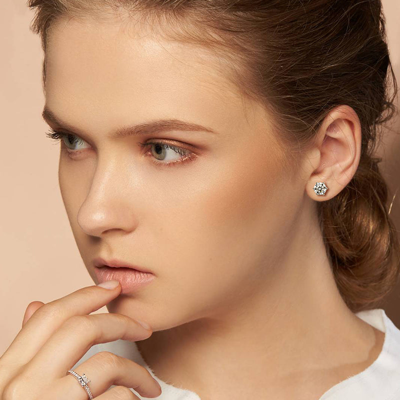 Moissanite Diamond Classic six claw ear stud Earrings EM4001