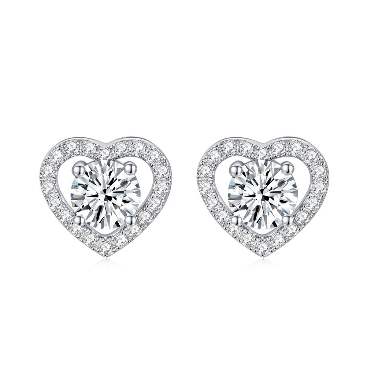 A109-A110 Love at First Sight S925 Silver Moissanite Diamond Earring Studs
