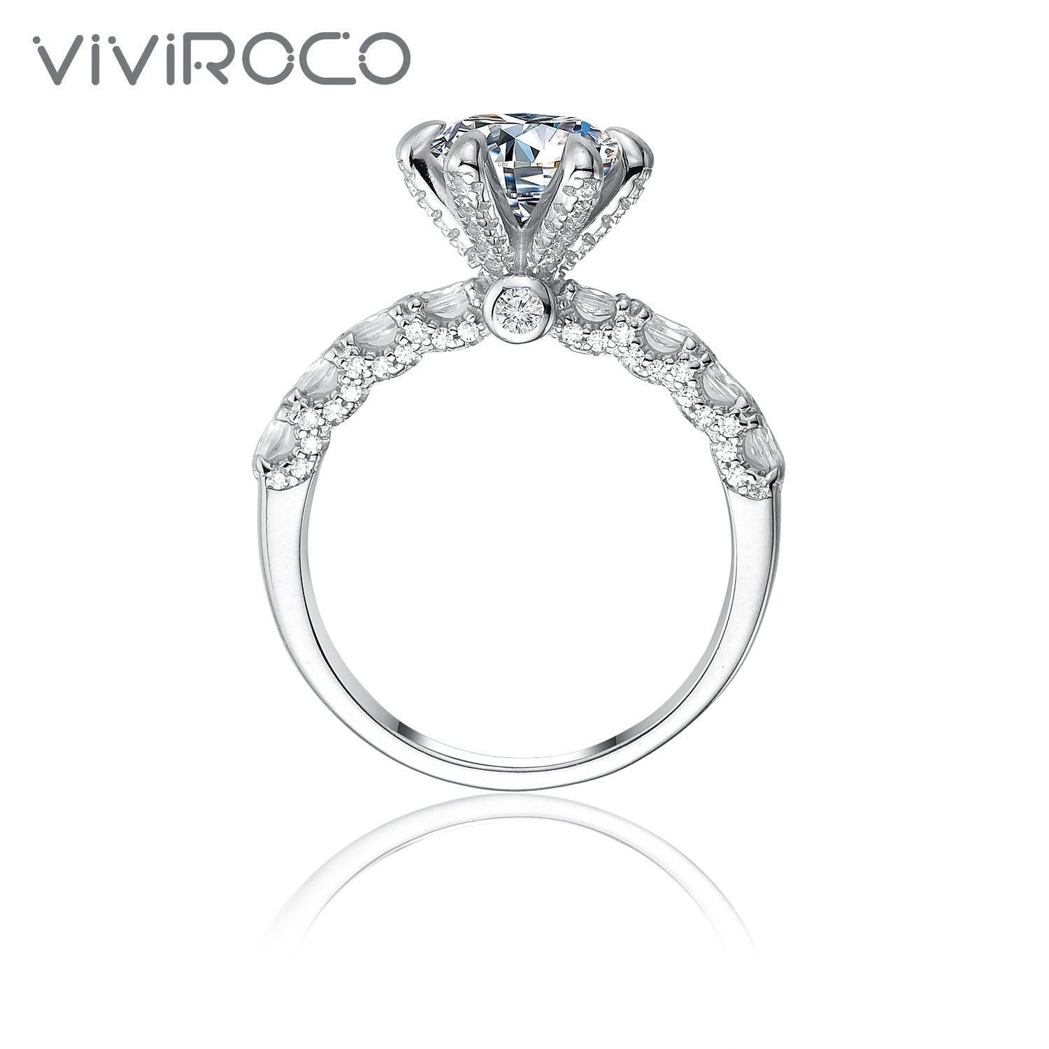 【02LIVE # link 20 - BUY 1 GET 1 free ring】 S925 Silver Lady Luck Silver Moissanite Ring 2 Carat R220912741-80