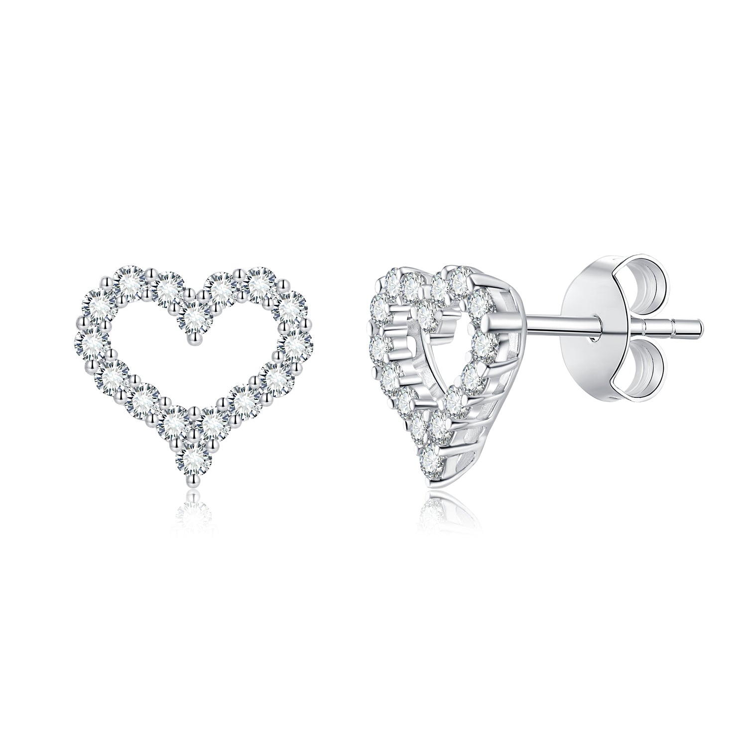 【02LIVE # link35 - BUY 1 GET 1 free ring】S925 Silver Moissanite Diamond Love ear Stud Earrings EM4031O